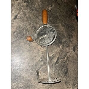 Antique WHIPfit Cream Whip A&J Ecko USA 1920s 13.5" H Wood Handle Works Fine. Q